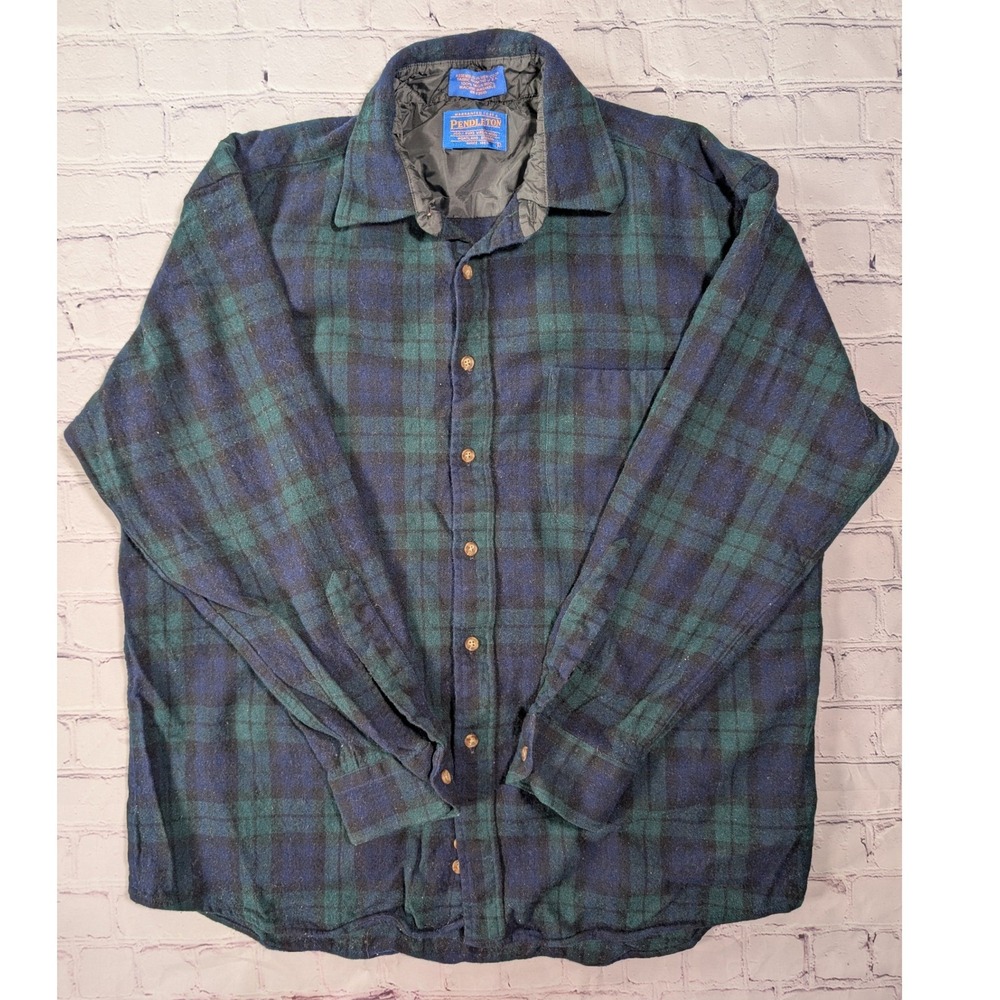 Vintage Sir Pendleton Black Watch Tartan Wool Shirt Mens M Plaid